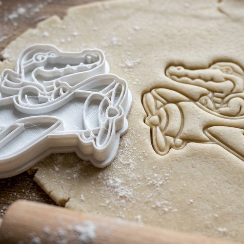 Emporte-piece avion crocodile pour biscuits et pate a sucre