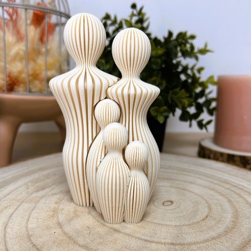 Famille (couple & 3 enfants) | impression 3d | décoration épurée | + 10 couleurs disponibles