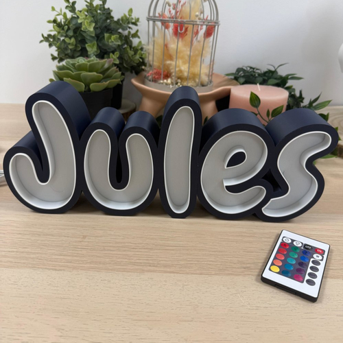 Lampe/veilleuse prénom à led imprimée en 3d à personnaliser | décoration 3d - pomm créations