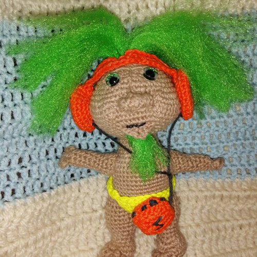 Figurine décorative troll au crochet esprit vintage
