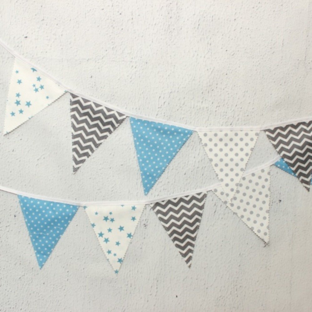 Guirlande De Fanions Bleu Decoration Chambre Bebe Garcon Banderole Bapteme Garcon Deco Fete Enfant Un Grand Marche