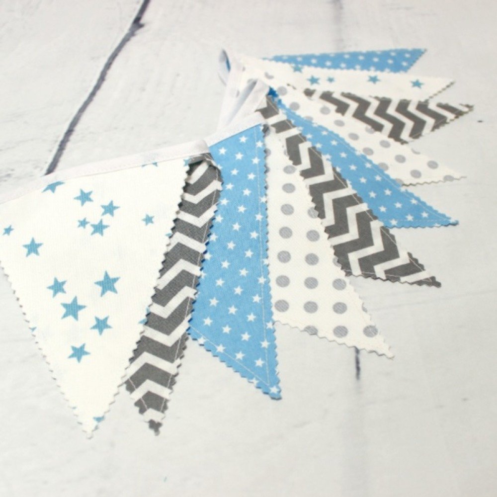 Guirlande De Fanions Bleu Decoration Chambre Bebe Garcon Banderole Bapteme Garcon Deco Fete Enfant Un Grand Marche