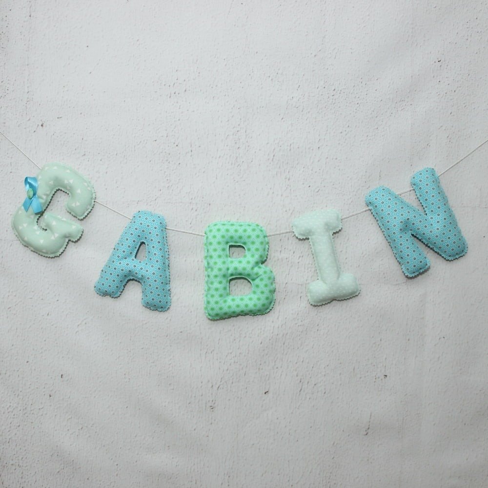 Deco Chambre Bebe Vert D Eau Mint Bleu Prenom Bebe 5 Letters En Tissu Guirlande Prenom Cadeau De Naissance Bebe Garcon Un Grand Marche