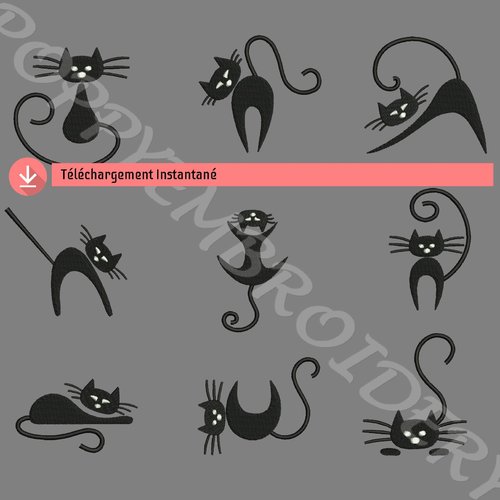 Motifs pour broderie machine chat silhouette