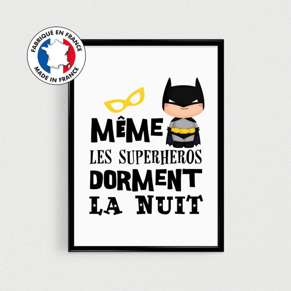 Poster Super Hero Pour Enfant Meme Les Superheros Dorment La Nuit Affiche Citation En Francais Pour Chambre D Enfant Ou Nurserie Un Grand Marche