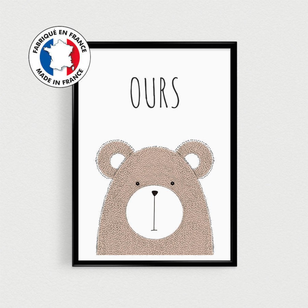 Affiche Citations En Francais D Animal Ours Style Scandinave Pour Nurserie Ou Chambre De Bebe Ou Cadeau Babyshower Un Grand Marche