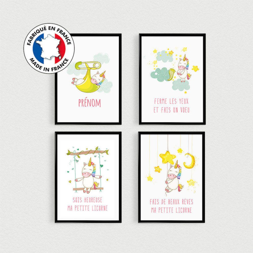 Promo Lot De 4 Affiches Citations En Francais De Licornes Scandinave Pour Bebe Dans Une Chambre Ou Nurserie Ou En Cadeau Babyshower Un Grand Marche