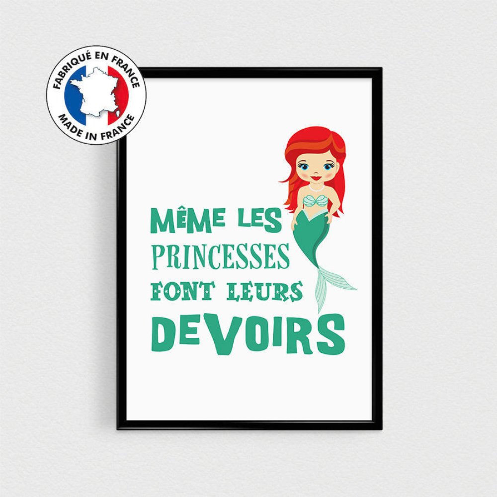Affiche citation en français princesse sirène 21x30cm Affiche citation en français princesse sirène 21x30cm