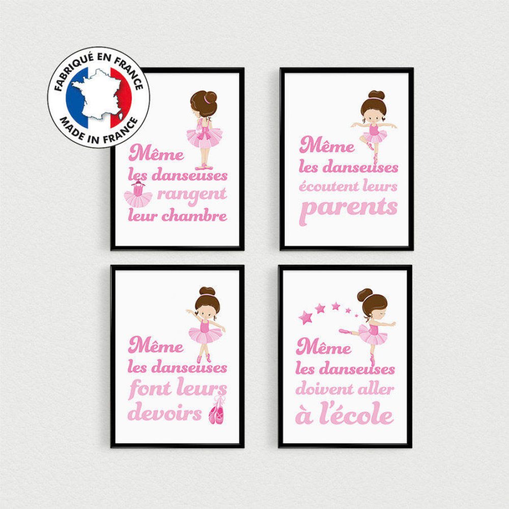 Promo Lot De 4 Affiches Citation En Francais Danseuse Etoile Poster Pour Fille Esprit Scandinave Humour Rose Chambre Enfant Un Grand Marche