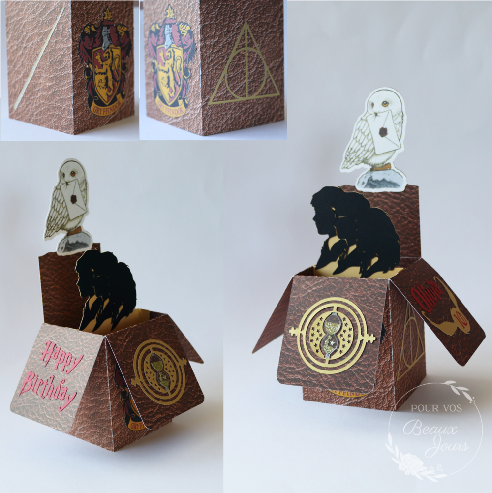 Carte Anniversaire Harry Potter et sa boîte coordonnée - CindraScrap