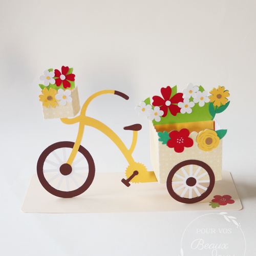 Carte d'anniversaire "triporteur de fleurs estivales"