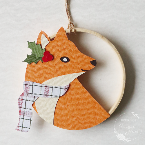 Mini-suspension de noël "renard - houx"
