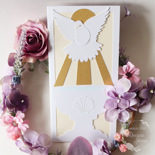 Carte baptême "colombe"