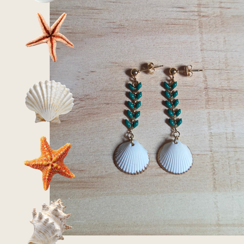 Boucles d'oreilles oyat vertes