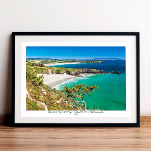 Affiche / poster - les plages de telgruc-sur-mer, presqu'île de crozon, finistère, bretagne. imprimée sur papier satiné 250 g/m2.