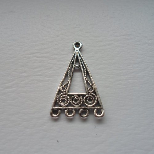 Connecteur triangle 5 trous metal argente