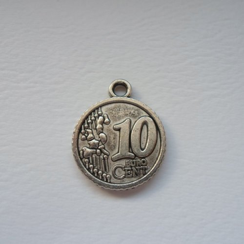 Breloque piece de monnaie 10 cents metal argente
