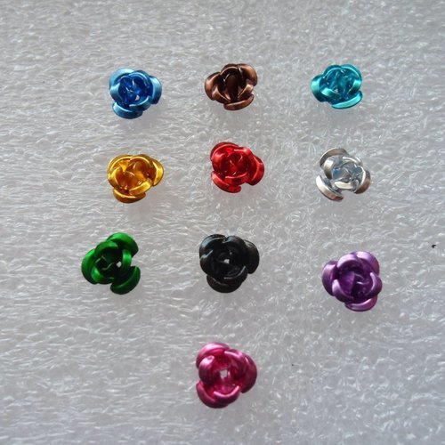 950pcs/Bag Coloré Aluminium 3D Fleur Rose Métal Perles Tiny Loose Beads 6x4.5mm 