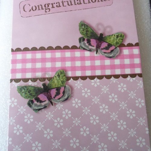 Carte  de voeux double "congratulations !" papillons