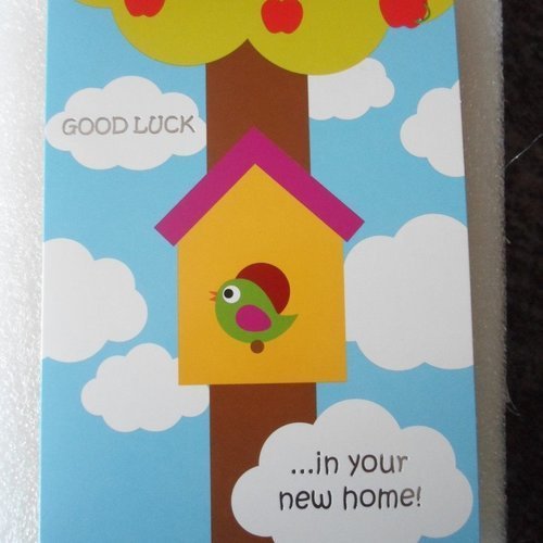 Carte  de voeux double "good luck ...in your new home !"