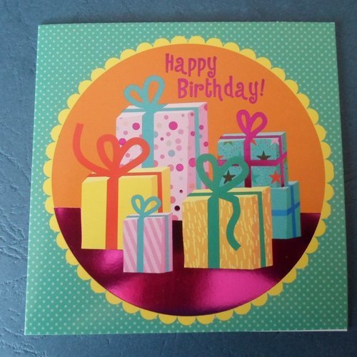 Carte  de voeux double "happy birthday !" cadeaux
