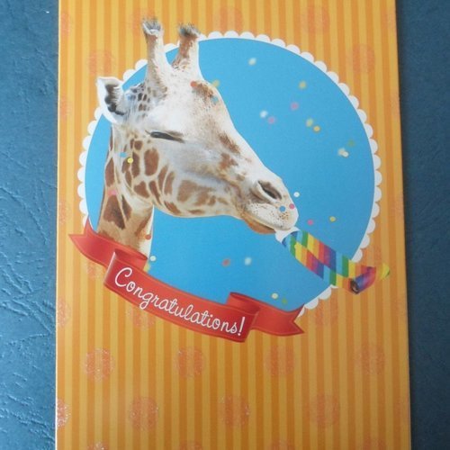 Carte  de voeux double "congratulations" girafe