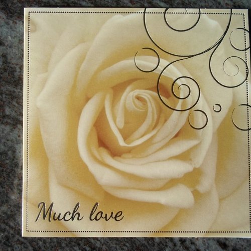 Carte  de voeux double "much love" rose