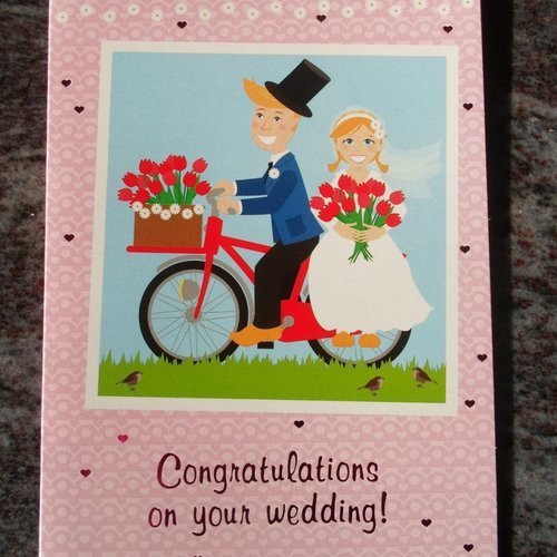 Carte  de voeux double "congratulations on your wedding !" (felicitations pour votre mariage)