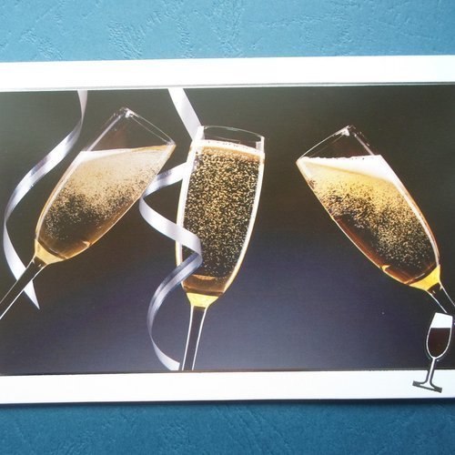 Carte  de voeux double verres de champagne