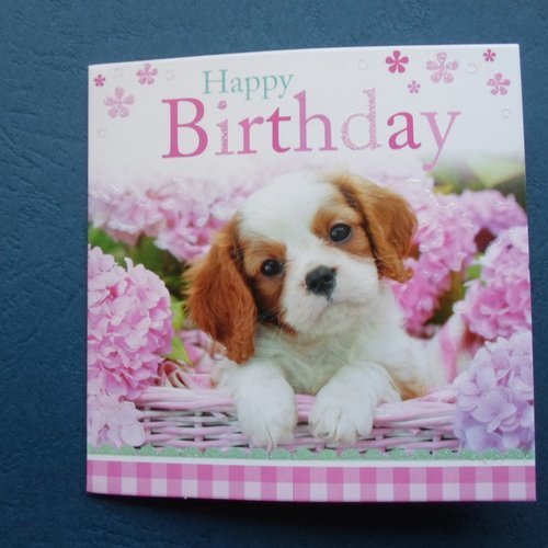 Carte  mini de voeux chiot "happy birthday"