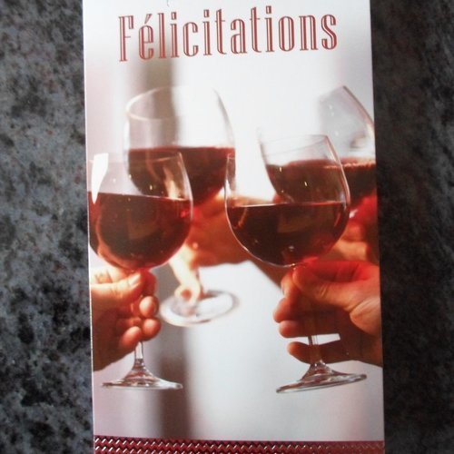 Carte  de voeux double sinceres felicitations verres de vin
