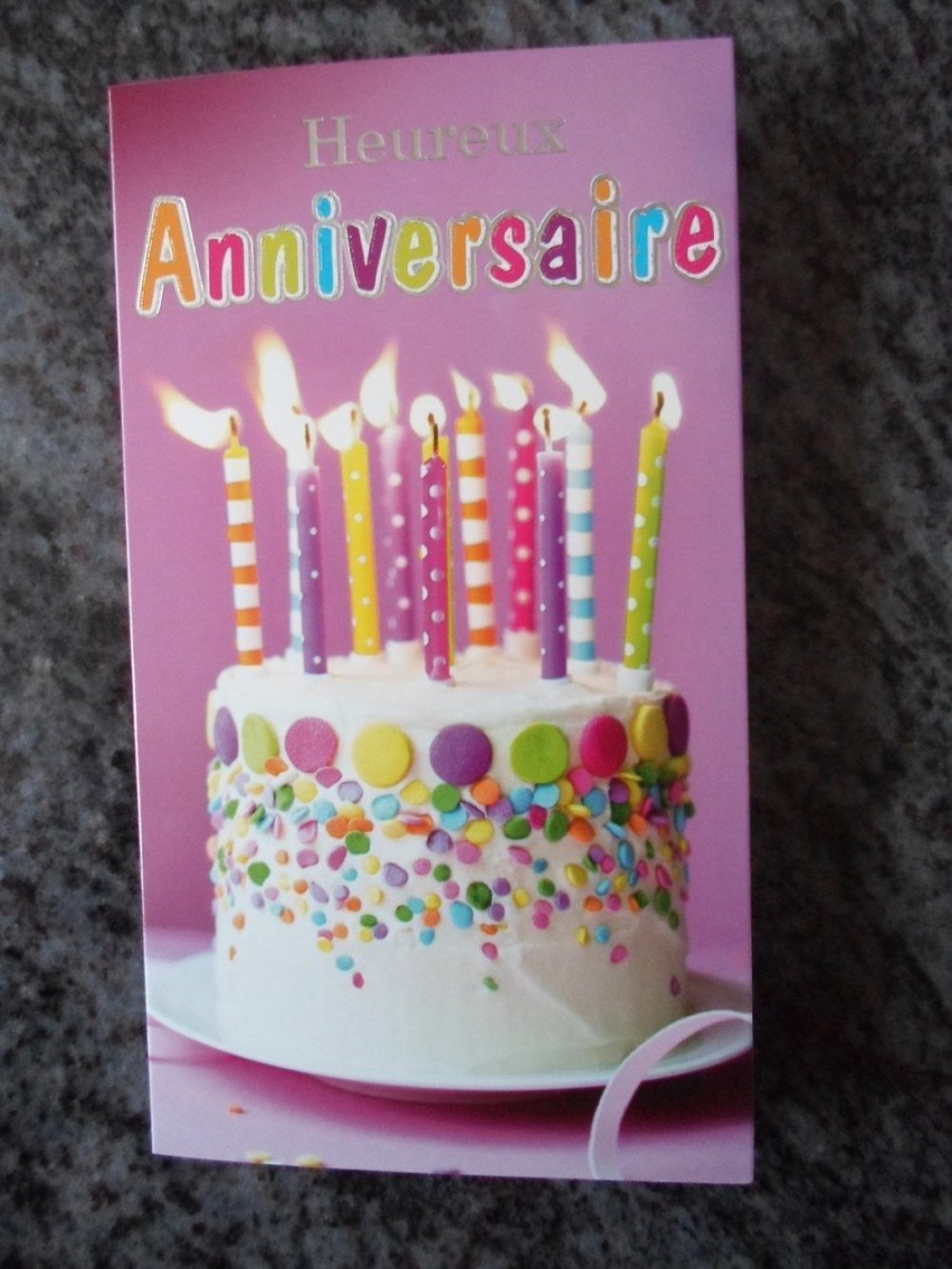 Carte De Voeux Double Heureux Anniversaire Gateau Et Bougies Un Grand Marche