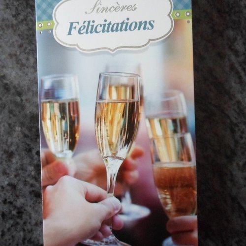 Carte  de voeux double sinceres felicitations verres de champagne