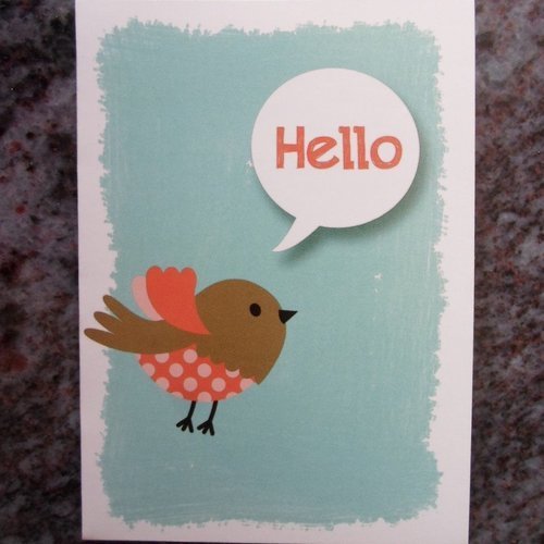 Carte mini de voeux oiseau "hello"