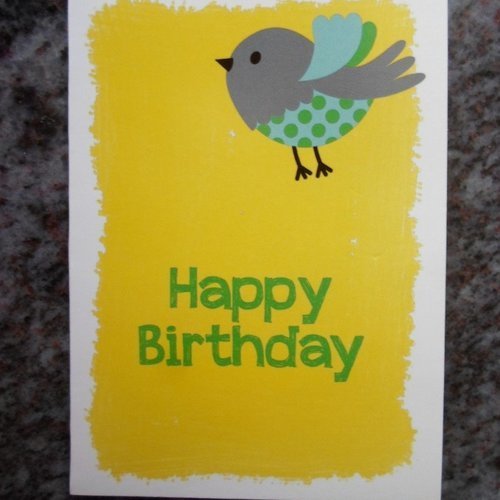 Carte mini de voeux oiseau "happy birthday"
