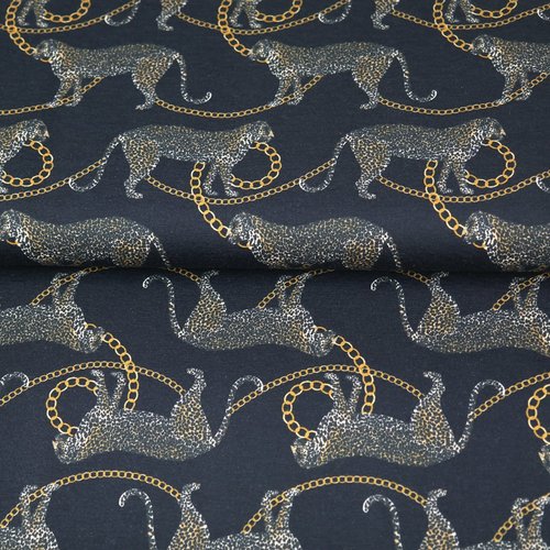 Tissu stenzo motif leopards jersey impression digitale