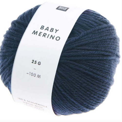 Pelote de laine baby merino coloris bleu marine