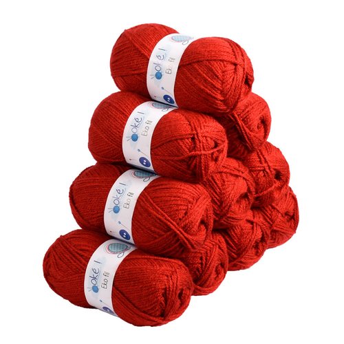 Pelote a tricoter eko fil coloris rouge coquelicot