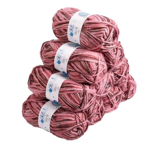 Pelote a tricoter eko fil coloris rose chine