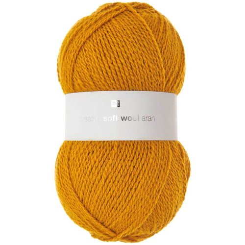 Pelote a tricoter creative soft wool aran rico design coloris moutarde