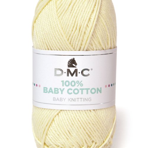 Pelote a tricoter 100% baby cotton dmc coloris jaune tendre