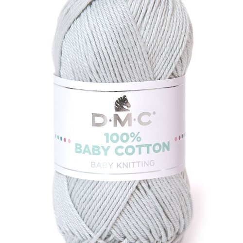 Pelote a tricoter 100% baby cotton dmc coloris gris tendre