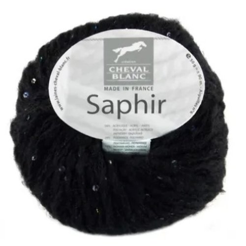 Pelote a tricoter saphir cheval blanc coloris noir
