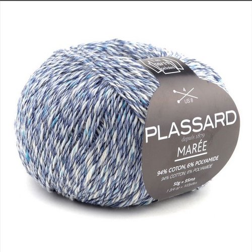 Pelote a tricoter maree plassard colors bleu blanc
