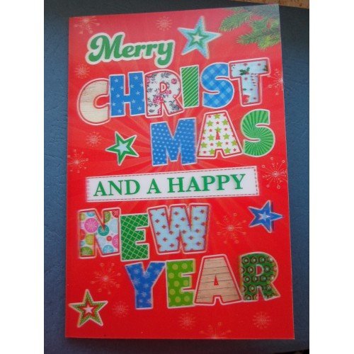 Carte  de voeux double 3d "merry christmas and a happy new year"