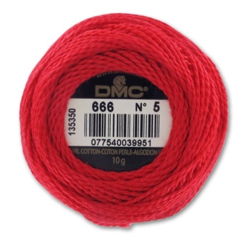 Coton perle dmc n°5 coloris rouge 666