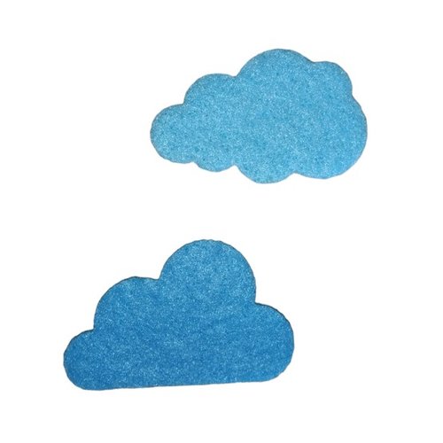 Ecusson applique thermocollant en feutrine deux nuages coloris bleu