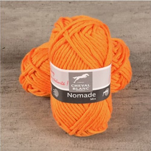 Pelote a tricoter nomade mix cheval blanc coloris orange