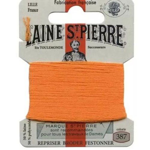 Laine saint pierre pour broder et repriser coloris 387 mandarine