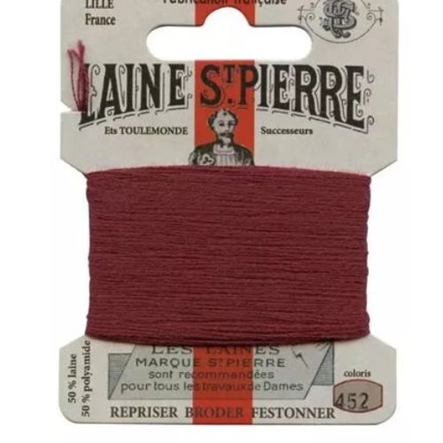 Laine saint pierre pour broder et repriser coloris 452 grenat